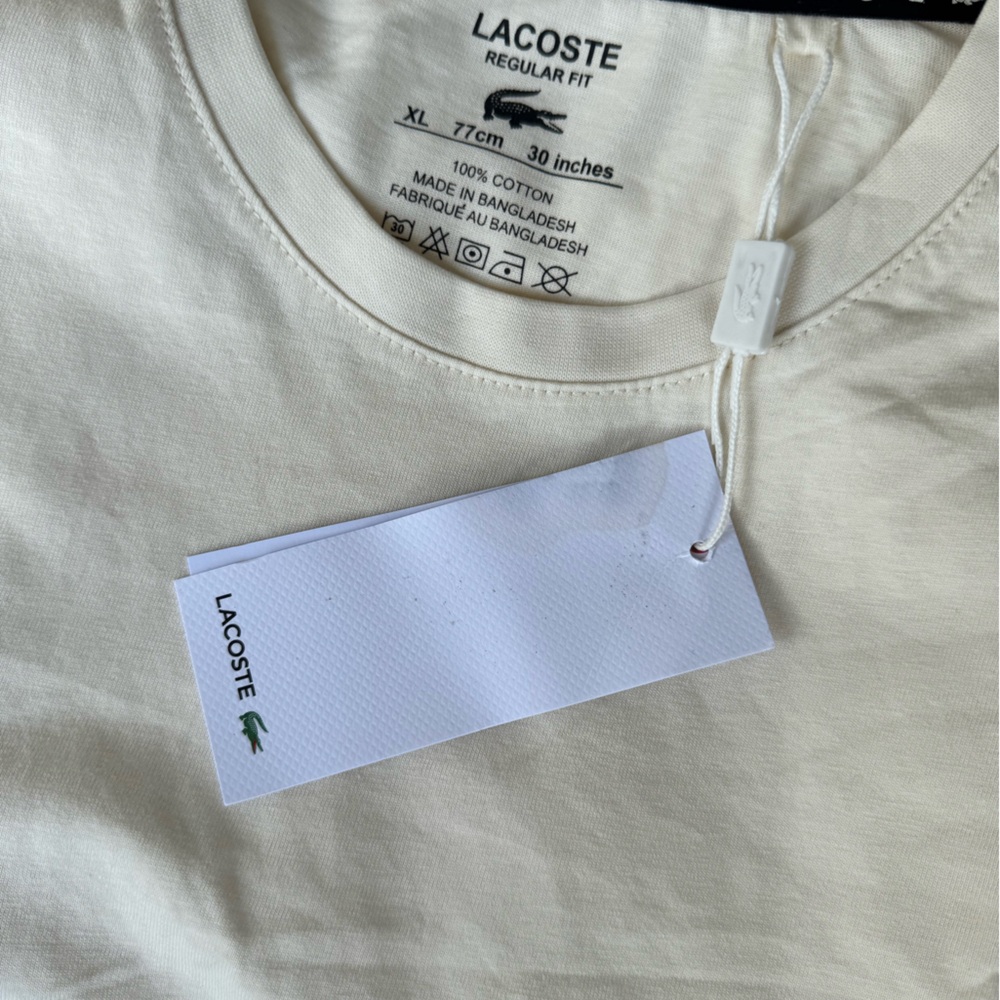 Lacoste Off-White Crew Neck Tee 2/$120, 3/$150 - Picture 2 of 4